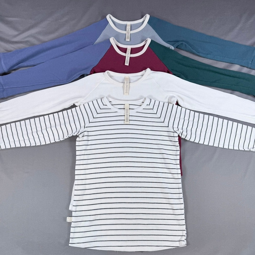 Childhoods Ribbed Raglan Long Sleeve Shirt 4 Pack 8/9 Multicolor Stripe Casual